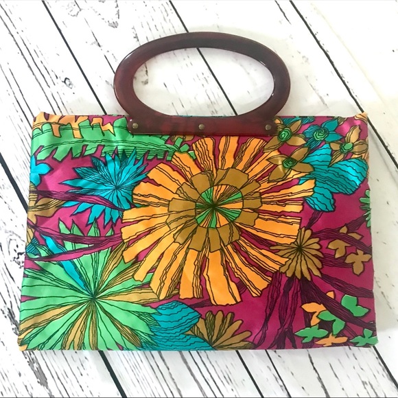 Vintage Handbags - Vintage 1960’s mod floral psychedelic purse bag